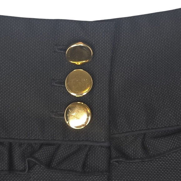 Cynthia Steffe Black Retro Pique Knit Ruffle Trim A Line Skirt Size 6 - Picture 5 of 8